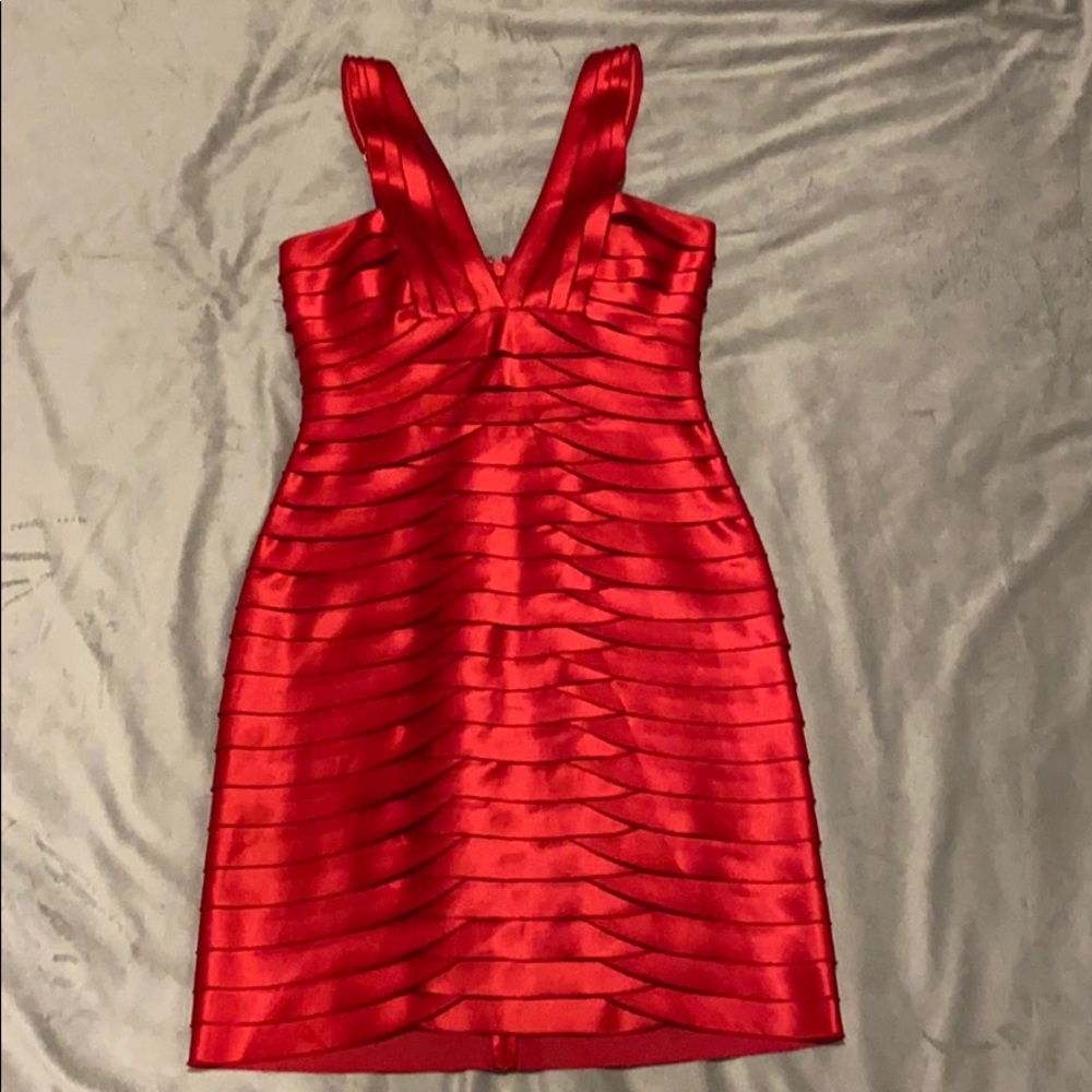 BCBGMaxAzria Bandage Style Deep V Cocktail Dress